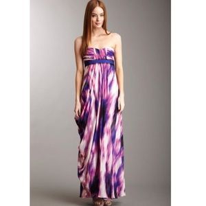 NWT BCBGMAXARIA Strapless Printed Chiffon Gown